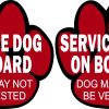 Service Dog on Board Paw Print Stickers