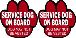 Service Dog on Board Paw Print Stickers