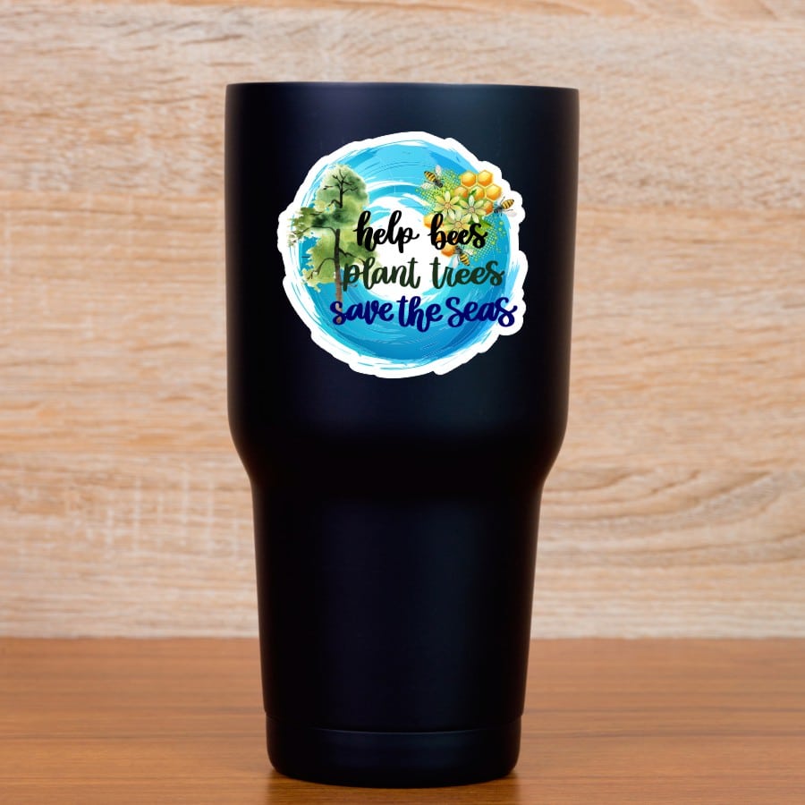 StickerTalk Help Bees Plant Trees Save the Seas Stickers, 2.8 inches x 2.75 inches - Image 5