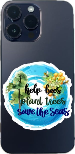 StickerTalk Help Bees Plant Trees Save the Seas Stickers, 2.8 inches x 2.75 inches - Image 6