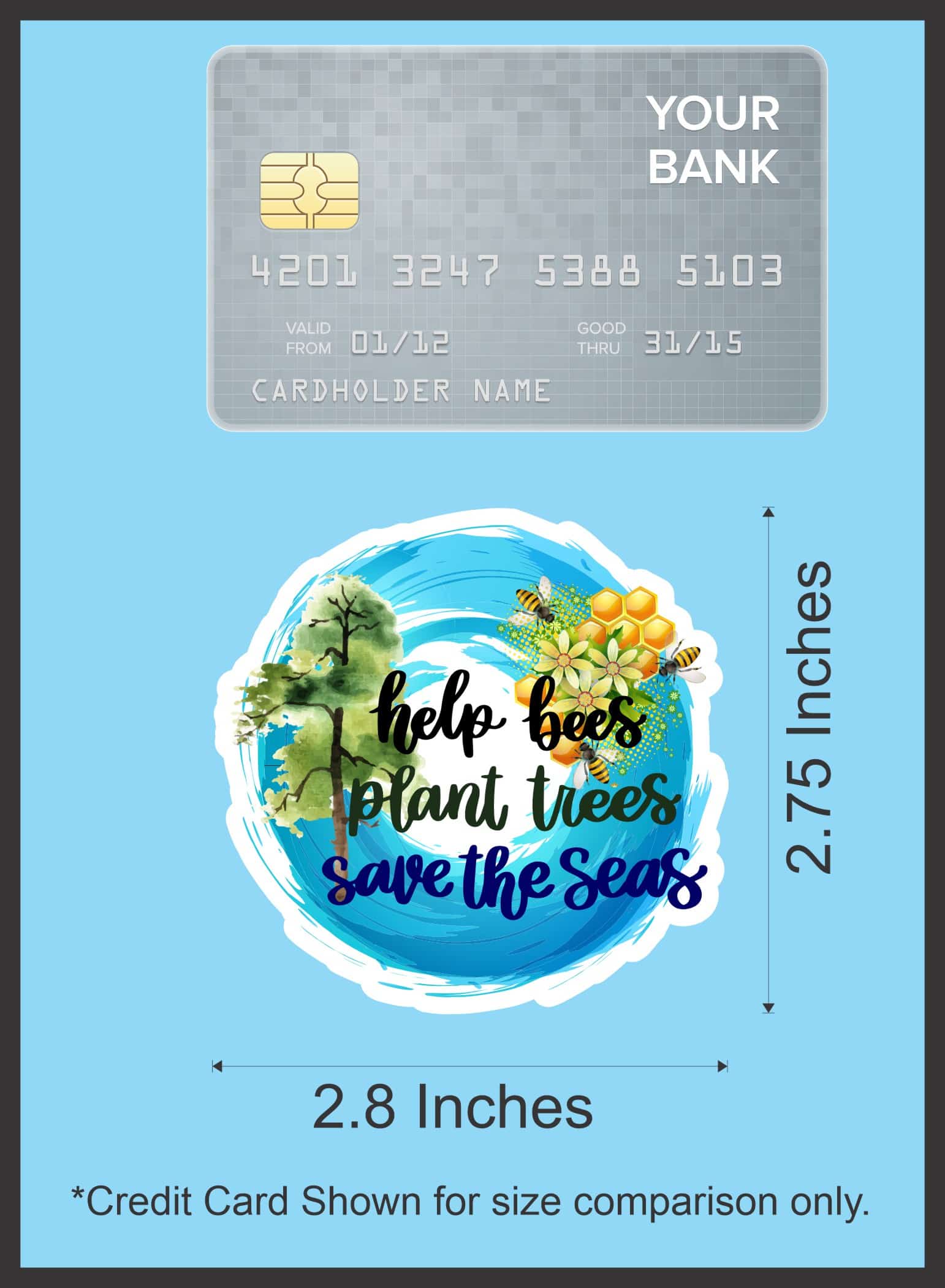 StickerTalk Help Bees Plant Trees Save the Seas Stickers, 2.8 inches x 2.75 inches - Image 9
