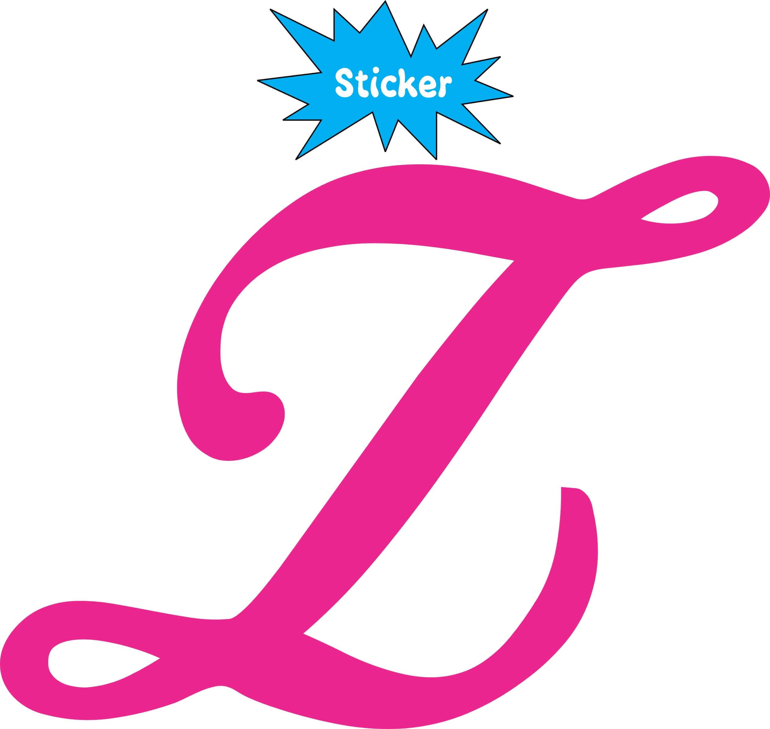 StickerTalk Pink Cursive Letter Z Monogram Sticker, 4 inches x 3 inches - Image 2