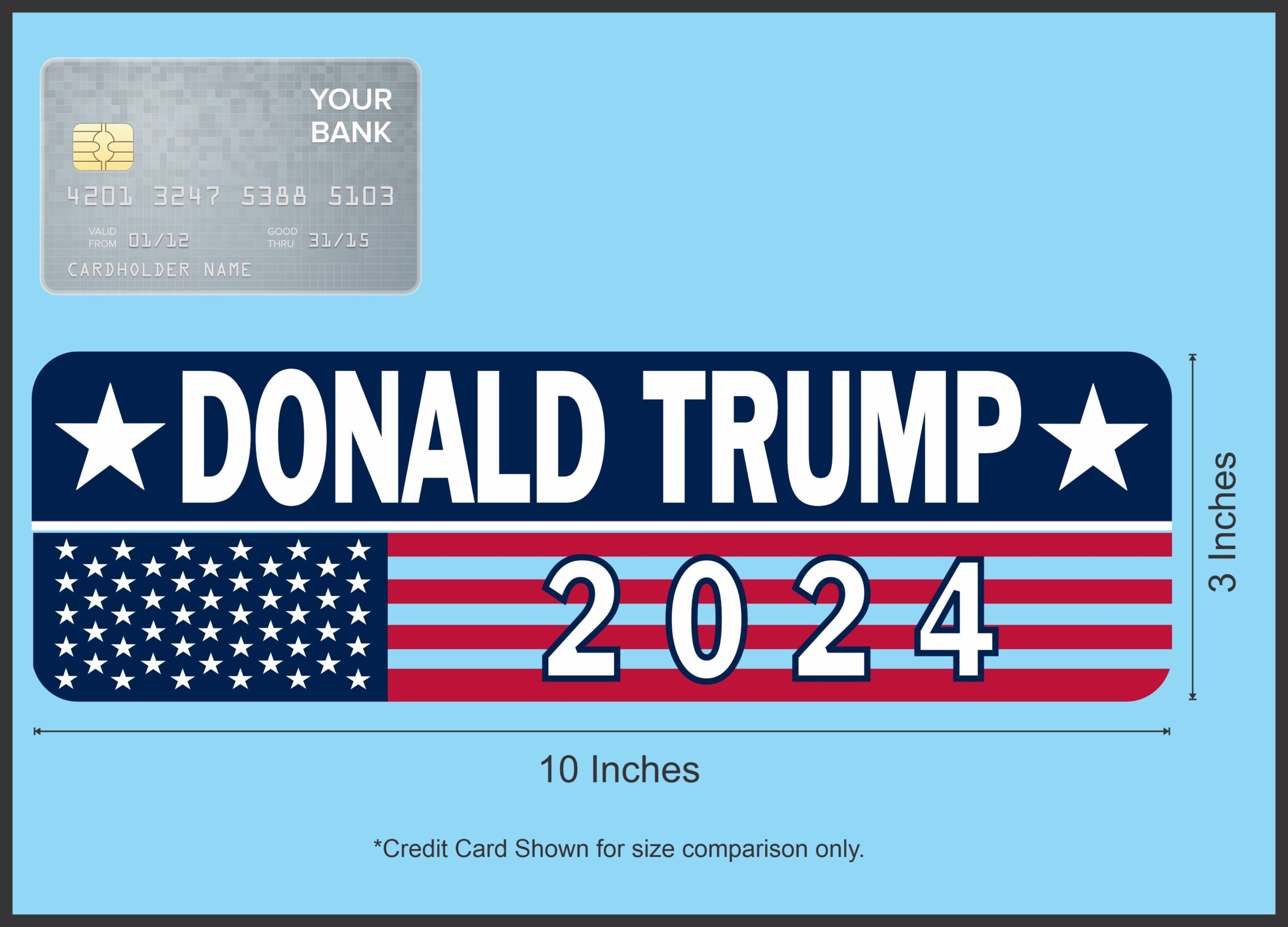StickerTalk Donald Trump 2024 Sticker, 10 inches x 3 inches
