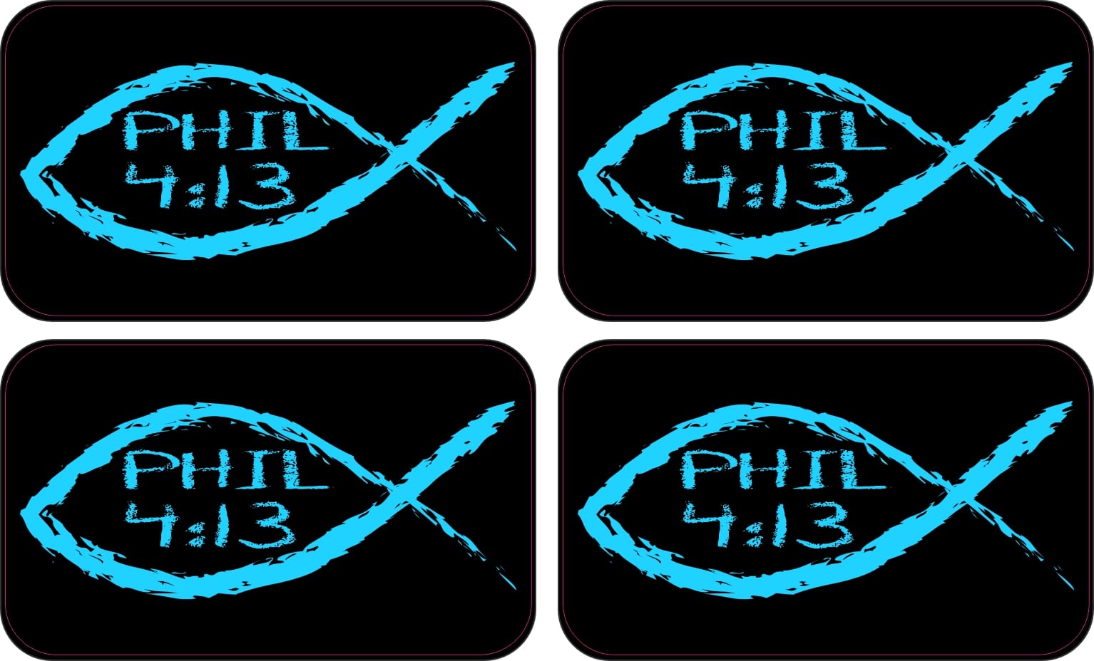 StickerTalk Jesus Fish Philippians 4:13 Stickers, 2.5 inches x 1.5 inches