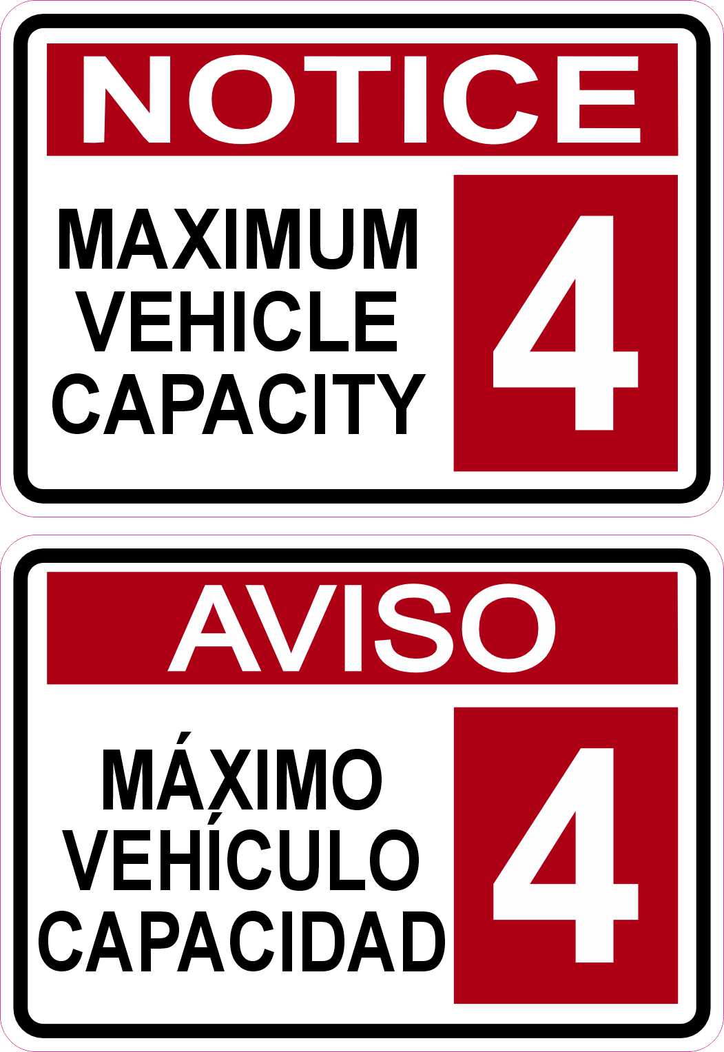 StickerTalk Vehicle Maximum Occupancy 4 Stickers, 3.5 inches x 2.5 inches