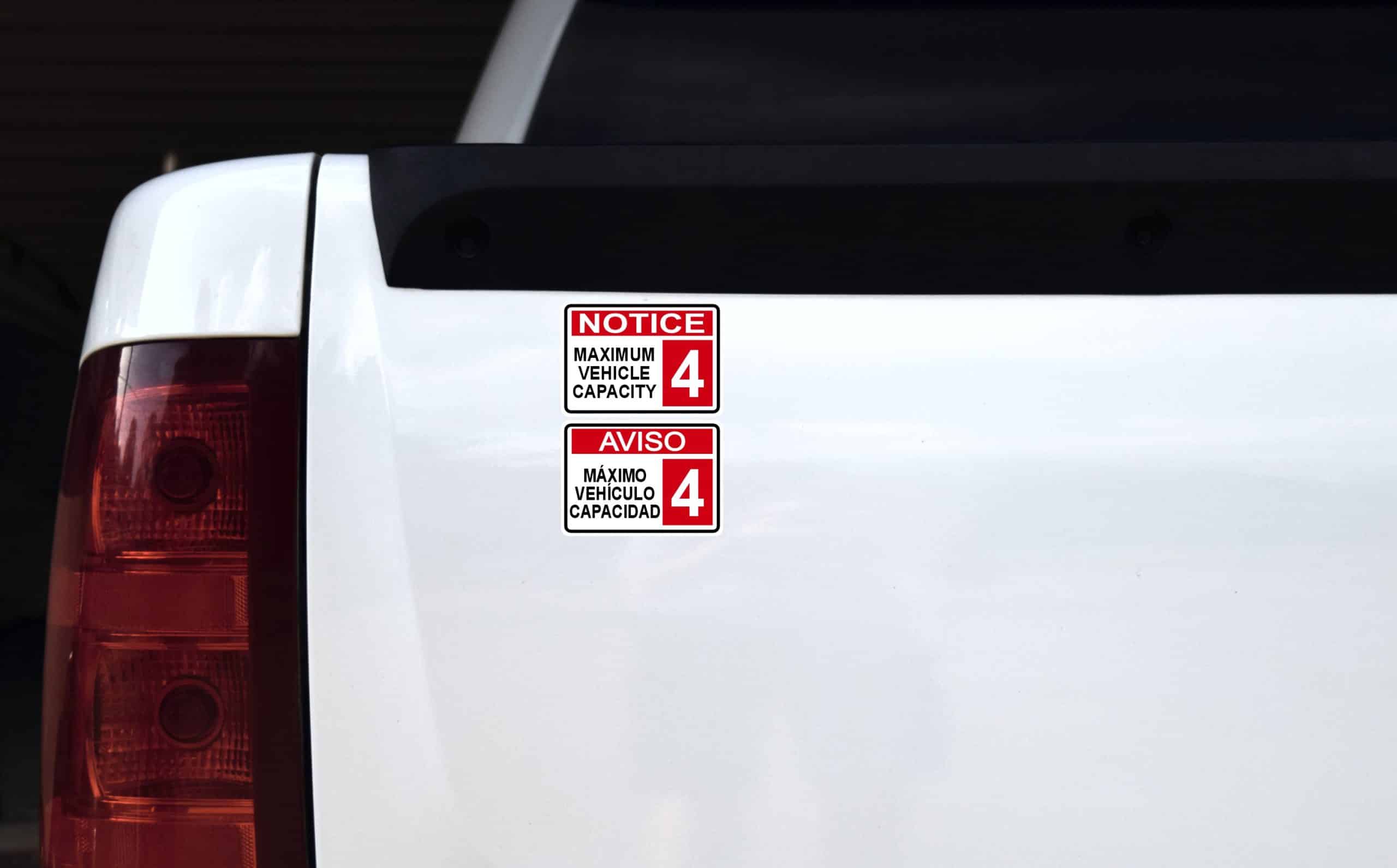 StickerTalk Vehicle Maximum Occupancy 4 Stickers, 3.5 inches x 2.5 inches - Image 3