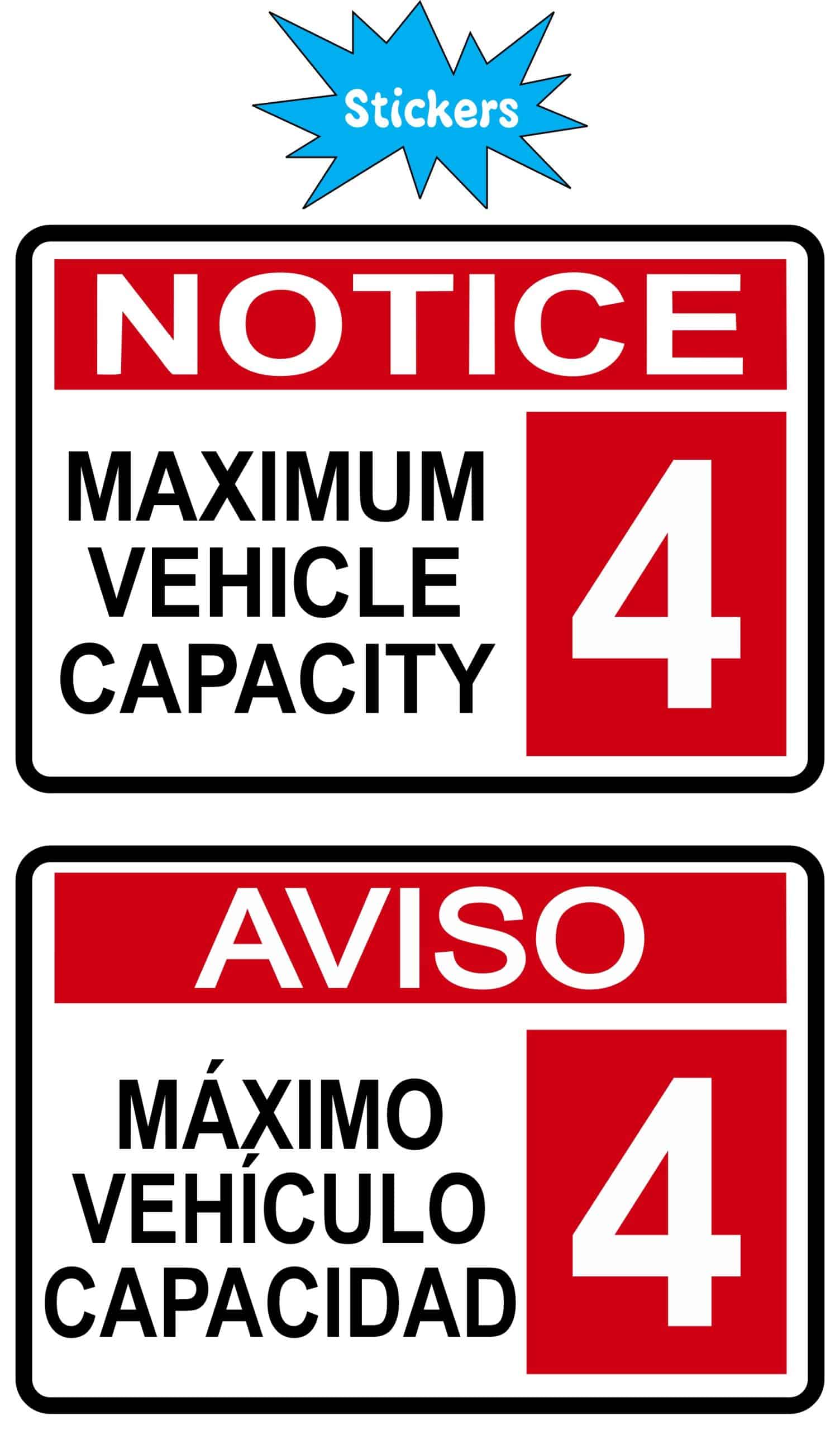 StickerTalk Vehicle Maximum Occupancy 4 Stickers, 3.5 inches x 2.5 inches - Image 2