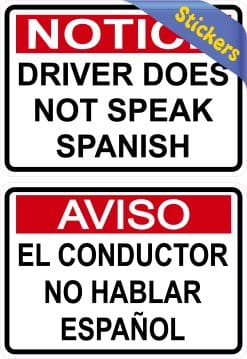 Alternative view of StickerTalk Driver Does Not Speak Spanish Stickers, 3.5 inches x 3.5 inches