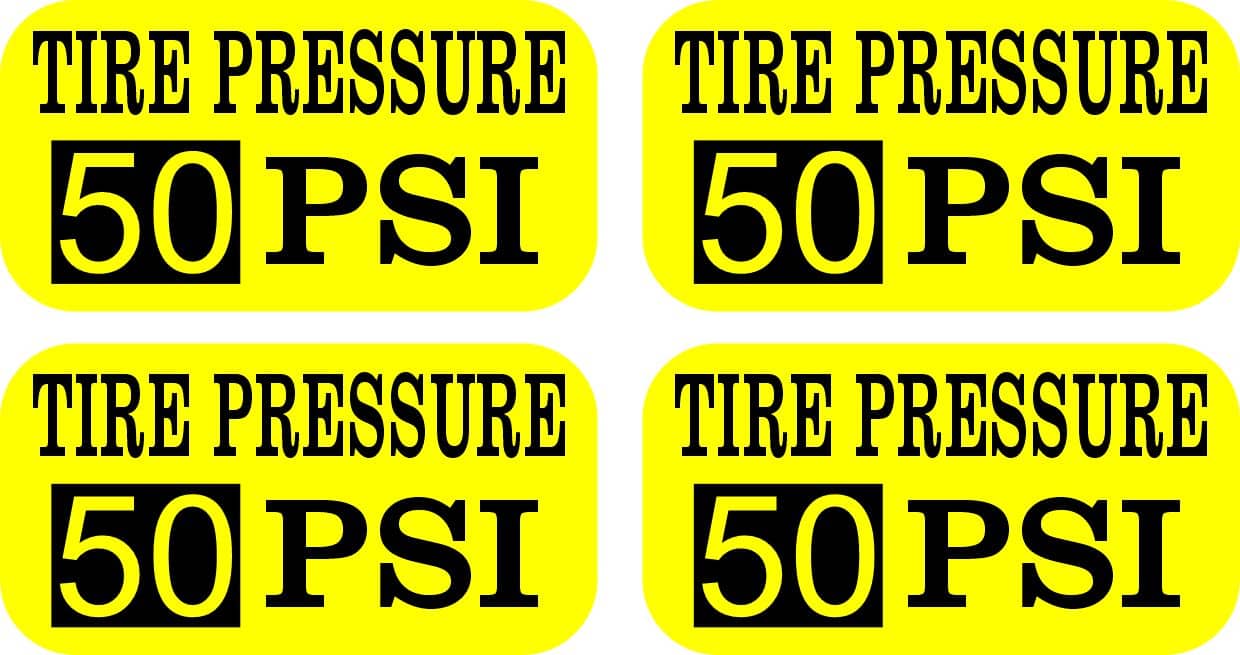 StickerTalk 50 PSI Tire Pressure Stickers, 2 inches x 1 inches