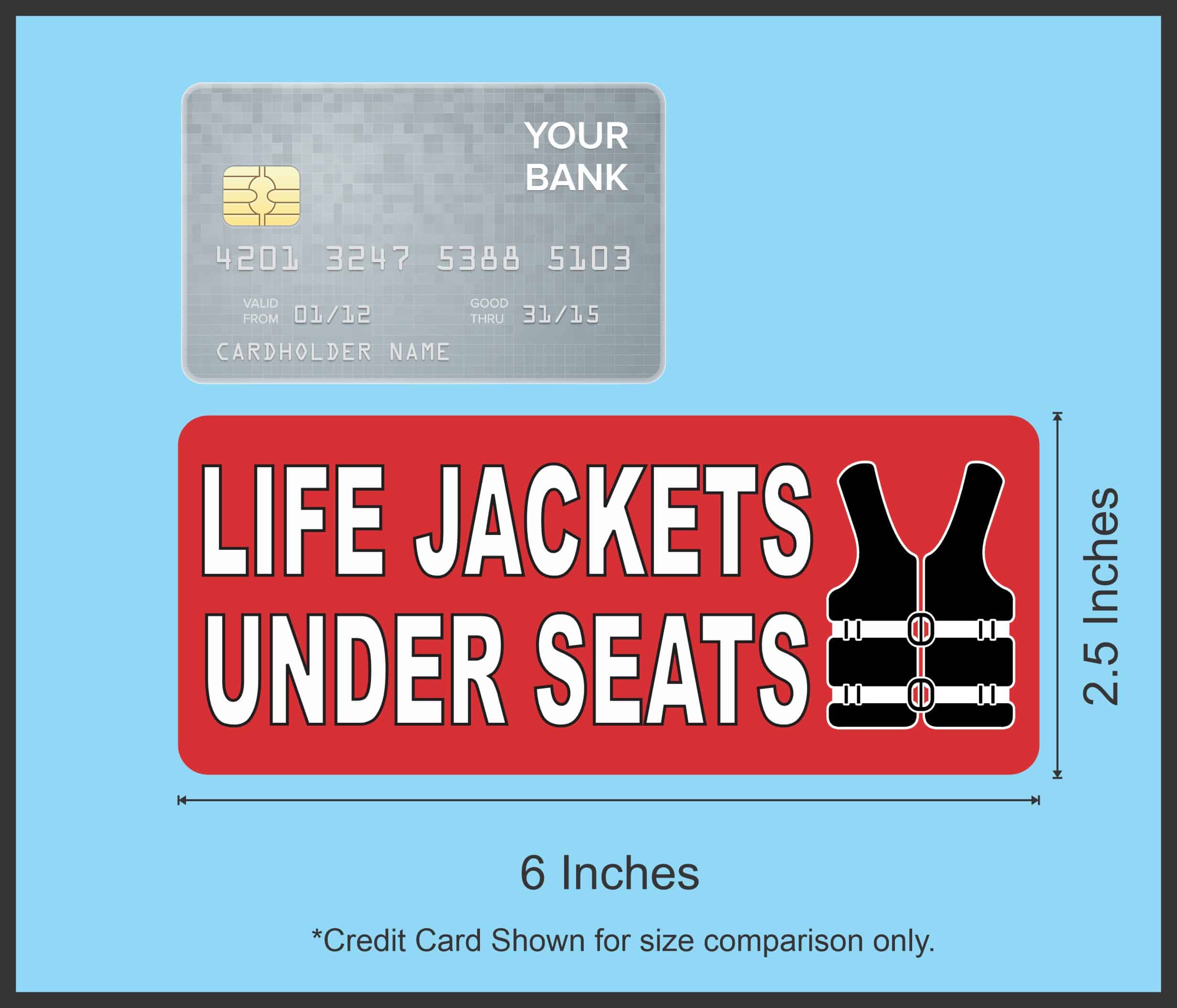 StickerTalk Life Jackets Under Seats Vinyl Stickers, 6 inches x 2.5 inches - Image 6