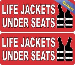 Alternative view of StickerTalk Life Jackets Under Seats Vinyl Stickers, 6 inches x 2.5 inches