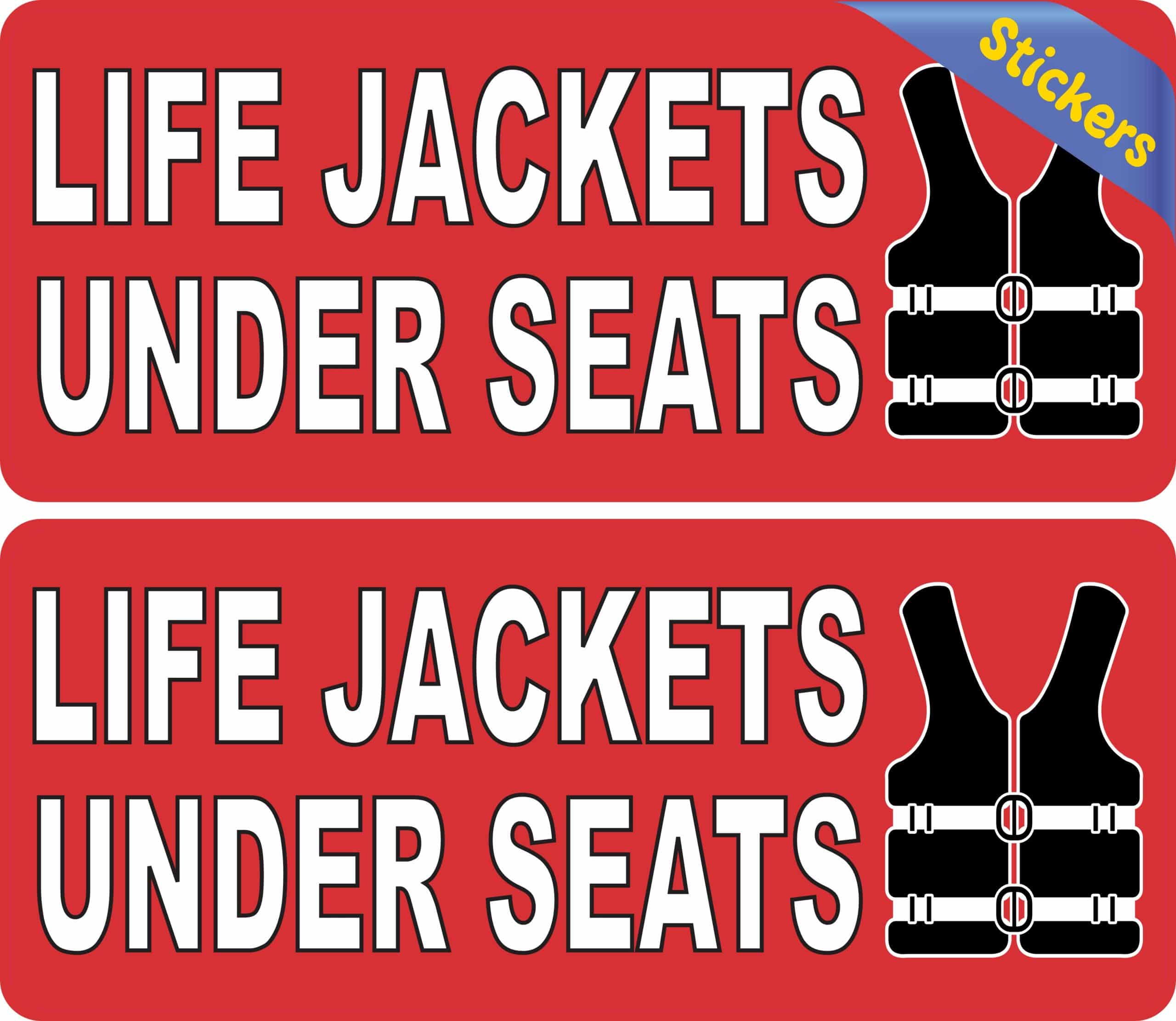 StickerTalk Life Jackets Under Seats Vinyl Stickers, 6 inches x 2.5 inches - Image 2