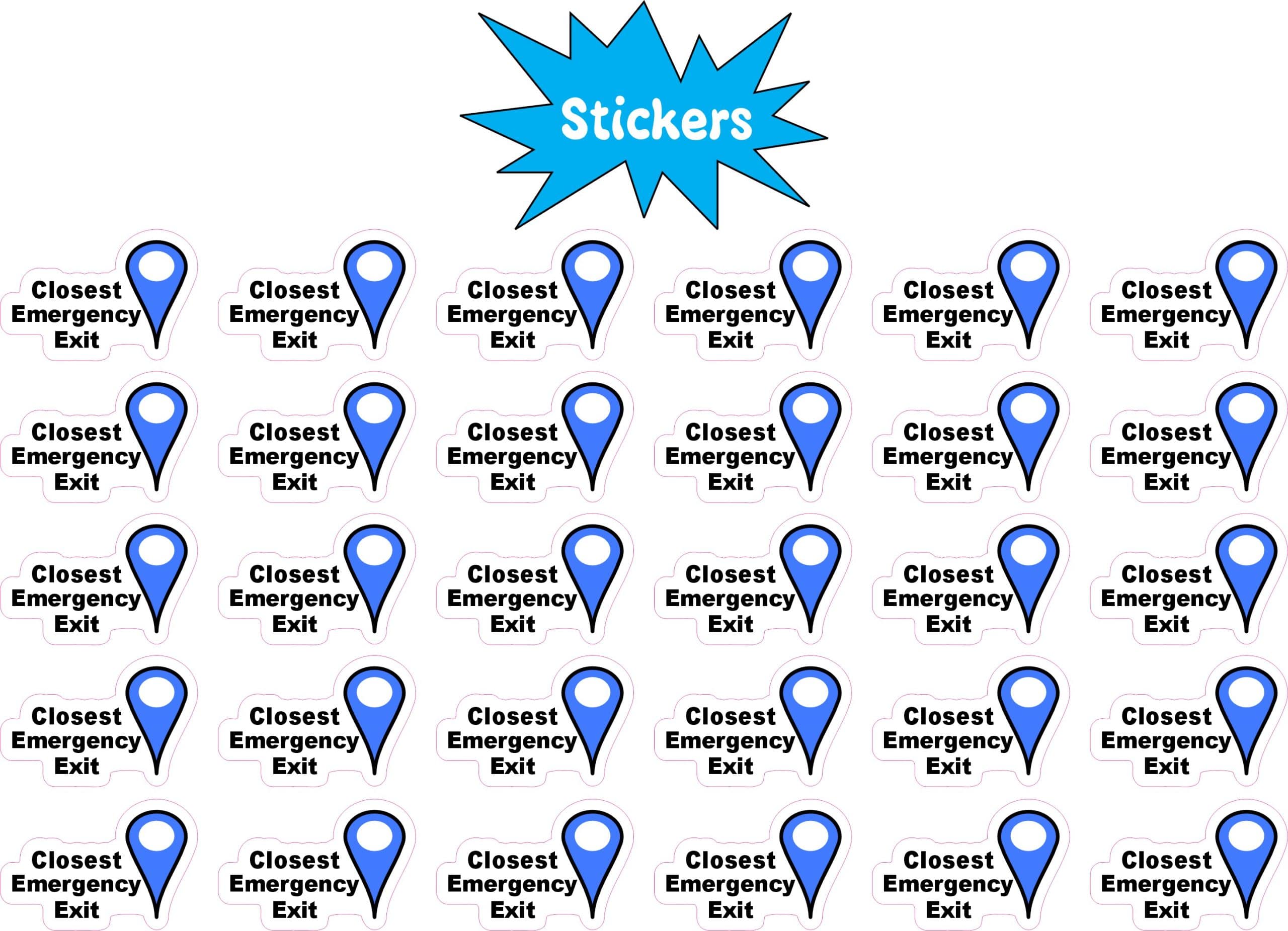StickerTalk Closest Emergency Exit Blue Map Pointer Stickers, 0.75 inches x 0.5 inches - Image 3