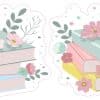 Floral Book Stack Sticker Sheet