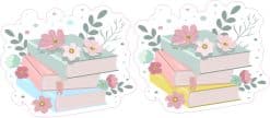 Floral Book Stack Sticker Sheet