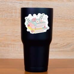 Floral Book Stack Sticker Sheet