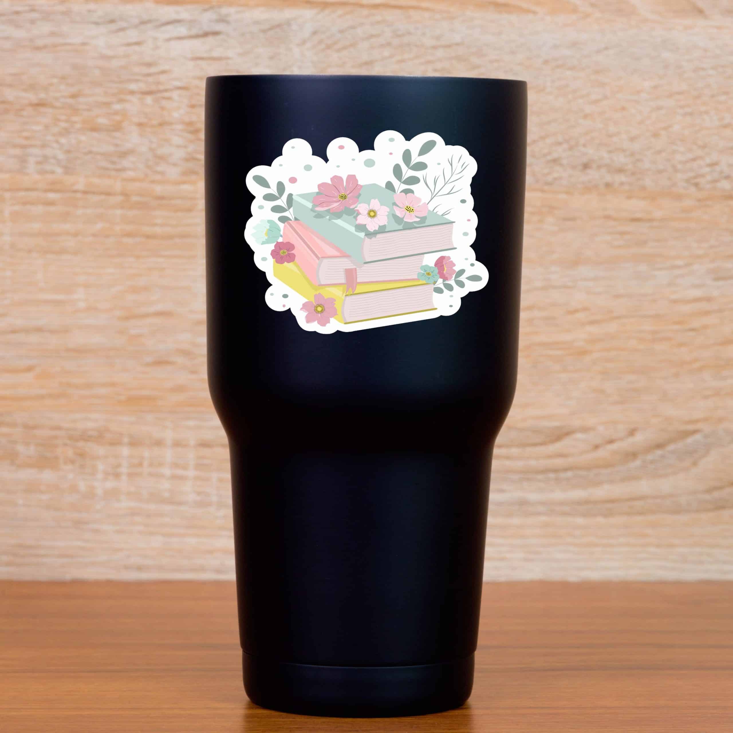 Floral Book Stack Sticker Sheet