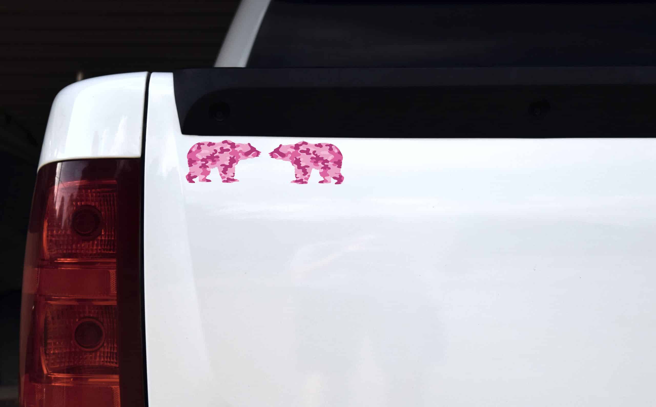 Pink Camo Bear Sticker Sheet