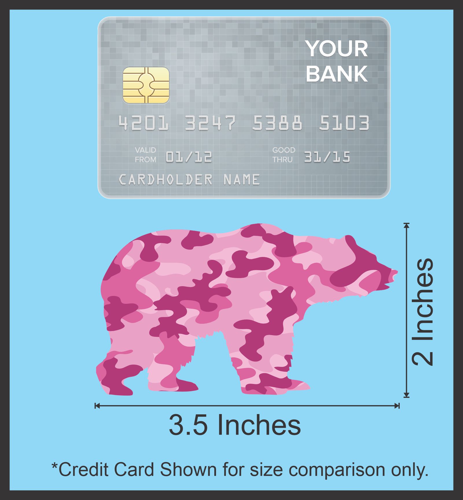 Pink Camo Bear Sticker Sheet