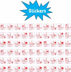 ASL ILY I Love You Hand Stickers