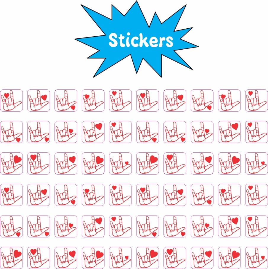 ASL ILY I Love You Hand Stickers