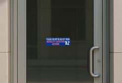 bold text, mobility scooter graphic, high contrast colors - vinyl removable sticker