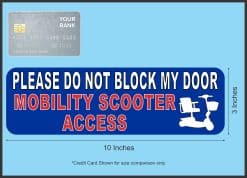 bold text, mobility scooter graphic, high contrast colors - vinyl removable sticker