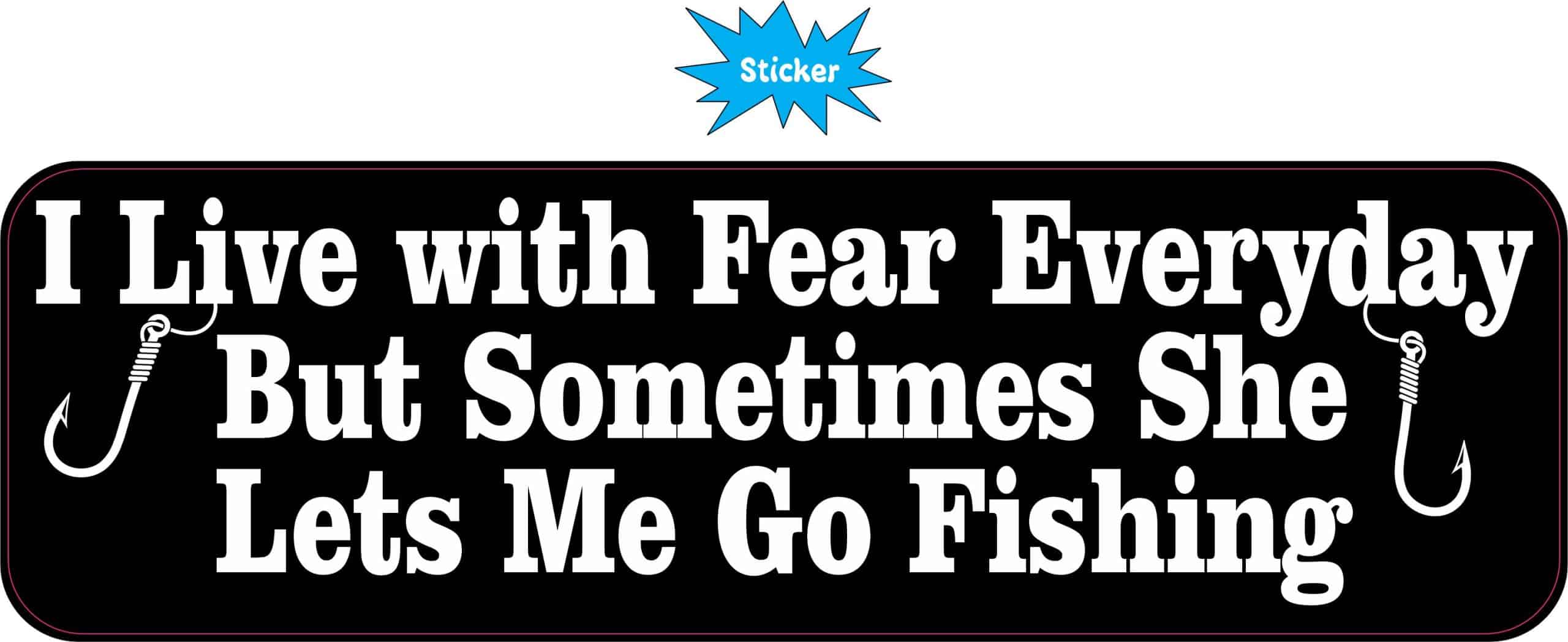 bold typography, fishing hook graphics, humorous text - vinyl removable sticker