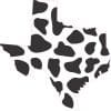 Texas state outline, Holstein cow print pattern, black spots on white background - vinyl removable sticker