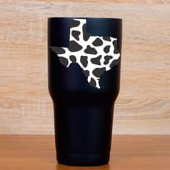 Texas state outline, Holstein cow print pattern, black spots on white background - vinyl removable sticker