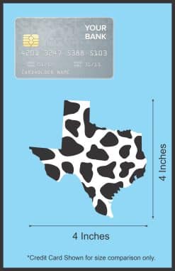 Texas state outline, Holstein cow print pattern, black spots on white background - vinyl removable sticker