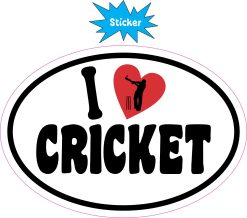 oval shape, batsman silhouette, red heart - vinyl removable sticker