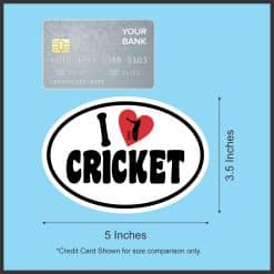 oval shape, batsman silhouette, red heart - vinyl removable sticker