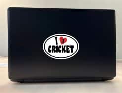 oval shape, batsman silhouette, red heart - vinyl removable sticker