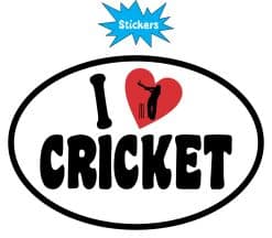 oval shape, batsman silhouette, red heart - vinyl removable sticker