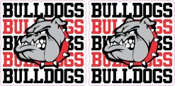 bulldog mascot head, bold typography, team colors - vinyl removable sticker