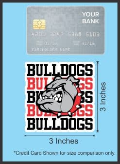 bulldog mascot head, bold typography, team colors - vinyl removable sticker