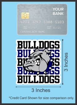 bulldog mascot head, repeated BULLDOGS text, fierce expression - vinyl removable sticker