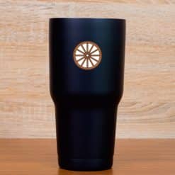 spoked wheel, wooden texture, circular rim - vinyl removable sticker