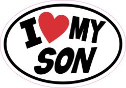 oval shape, bold typography, red heart symbol - vinyl removable sticker