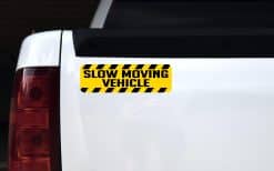 diagonal hazard stripes, bold text, high contrast colors - vinyl removable sticker