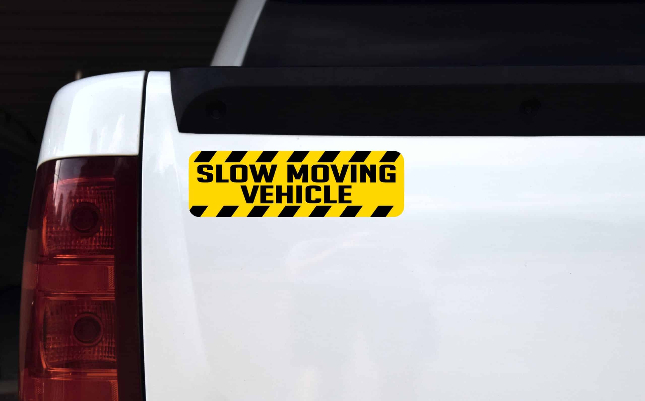 diagonal hazard stripes, bold text, high contrast colors - vinyl removable sticker