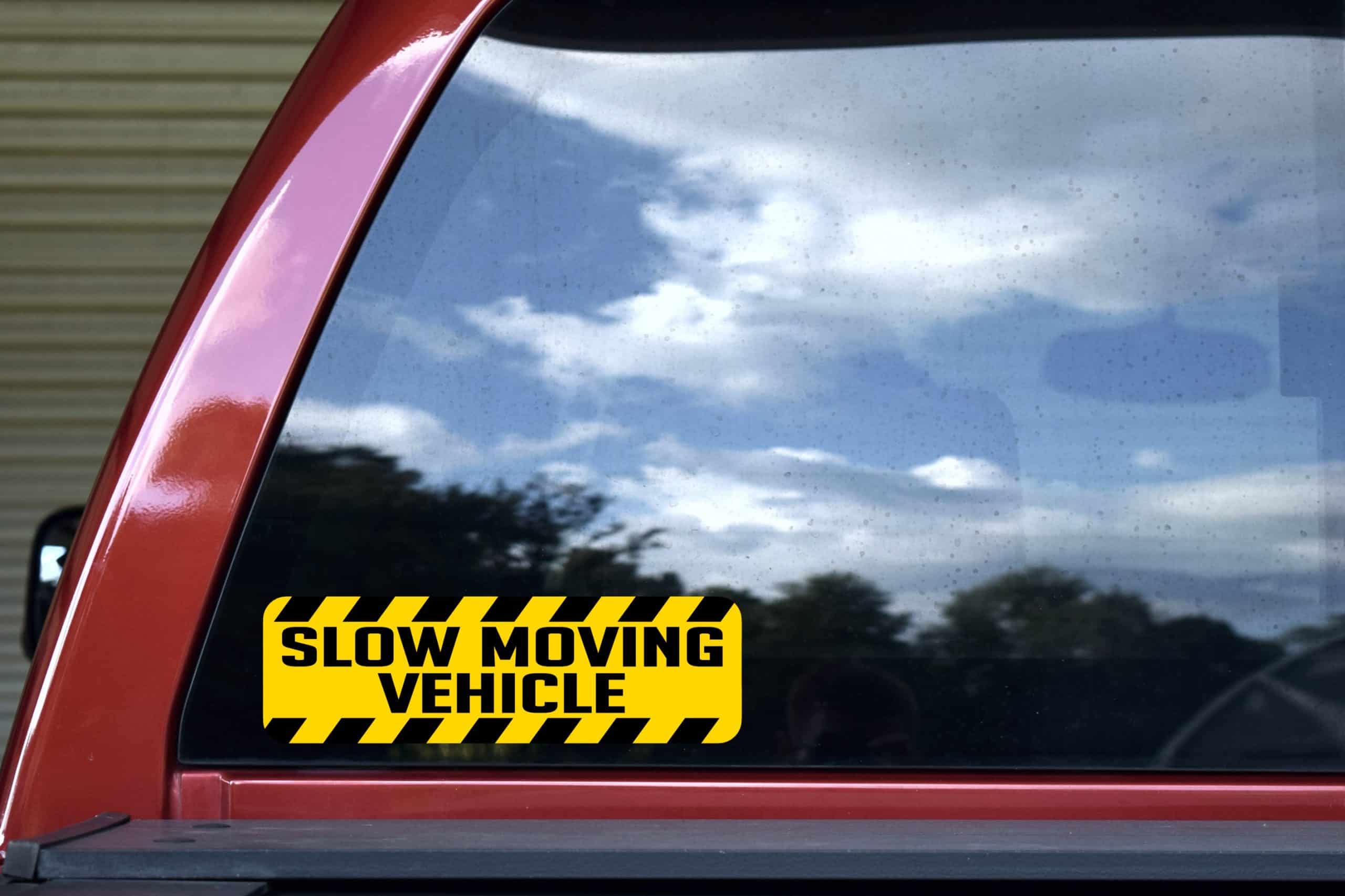 diagonal hazard stripes, bold text, high contrast colors - vinyl removable sticker