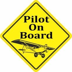 diamond warning sign shape, bold black text, aircraft illustration - vinyl removable magnet