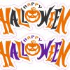 jack-o'-lantern pumpkin, curved text design, bold lettering - vinyl removable sticker