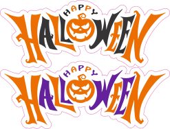 jack-o'-lantern pumpkin, curved text design, bold lettering - vinyl removable sticker