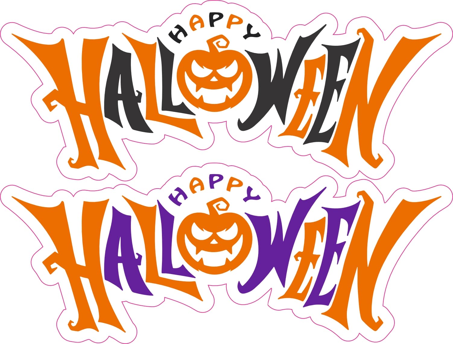 jack-o'-lantern pumpkin, curved text design, bold lettering - vinyl removable sticker