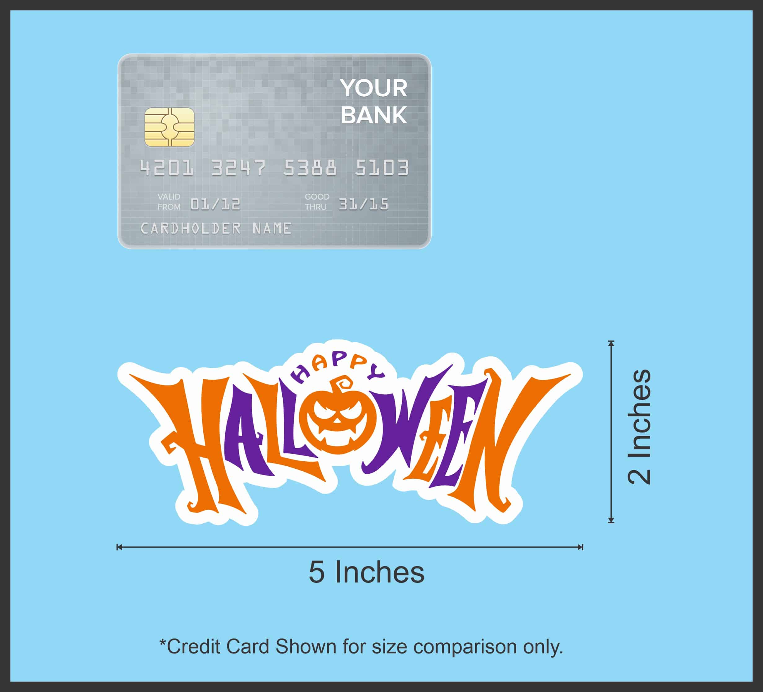 jack-o'-lantern pumpkin, curved text design, bold lettering - vinyl removable sticker