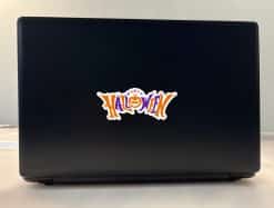 jack-o'-lantern pumpkin, curved text design, bold lettering - vinyl removable sticker