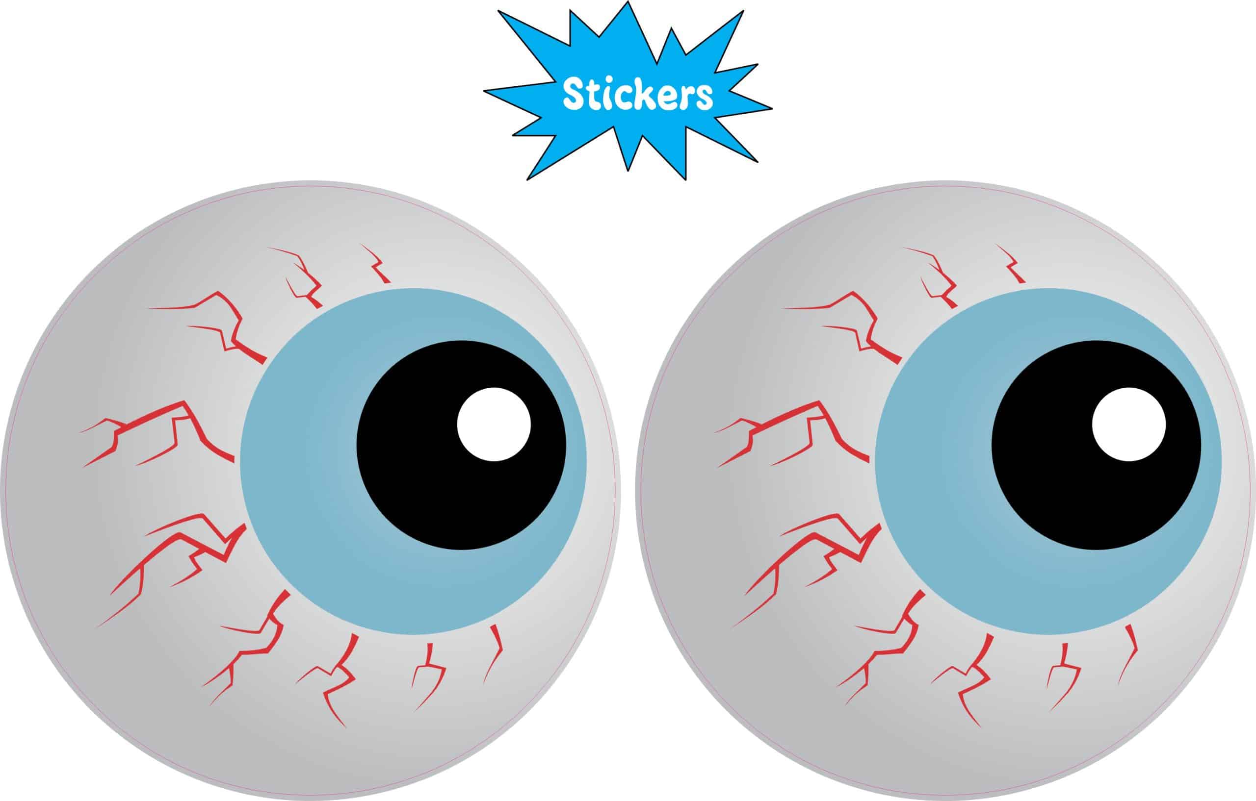 bloodshot eyes, red veins, pale blue irises - vinyl removable sticker